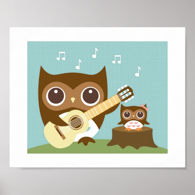 Retro Owl Singposter Print Poster (Vorne)