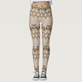 Retro-Owl-Strickdesign Leggings