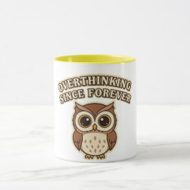Retro Owl Thinking Mode Color Inside Mug Tasse