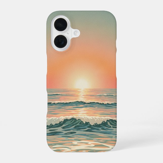 Retro-Ozean-Horizont iPhone 16 Hülle (Rückseite)