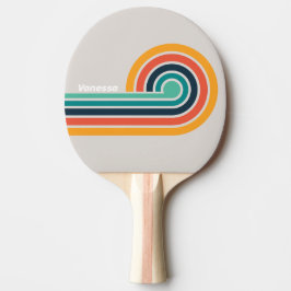 Retro-Ozean-Regenbogen-Curl-Streifen mit Namen Tischtennis Schläger
