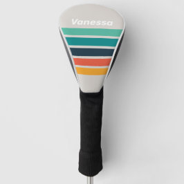 Retro-Ozean-Regenbogen-Quer-Streifung mit Namen Golf Headcover