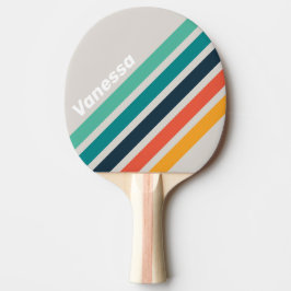 Retro-Ozean-Regenbogen-Schrägstreifen mit Namen Tischtennis Schläger
