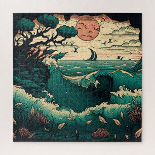 Retro-Ozeanwellen Puzzle