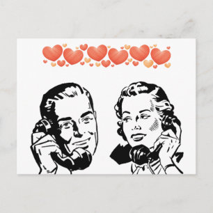RETRO-PAAR IN LIEBE AUF POSTKARTE MIT WÄHLSCHEIBEN
