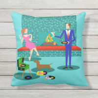 Retro-Paar mit Hund Außenpolster