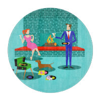 Retro-Paar mit Hundeband