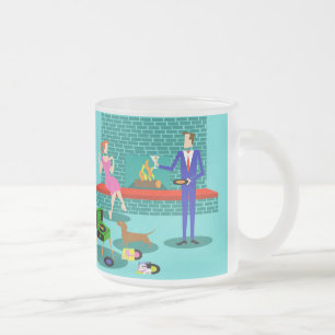 Retro-Paar mit Mattierter Tasse aus Hund