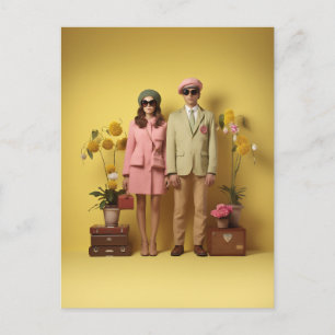 Retro-Paar Postkarte