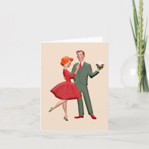 RETRO-PAAR WEIHNACHTS-KUNST-GRUßKARTE FEIERTAGSKARTE