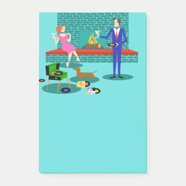 Retro Paare mit Hundepost-itanmerkungen Post-it Klebezettel (Vorderseite)