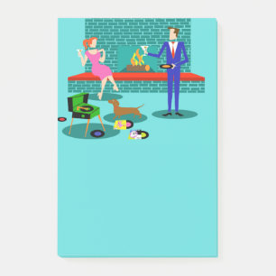 Retro Paare mit Hundepost-itanmerkungen Post-it Klebezettel