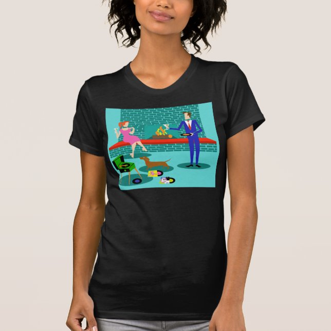 Retro Paare mit HundeT - Shirt (Vorderseite)