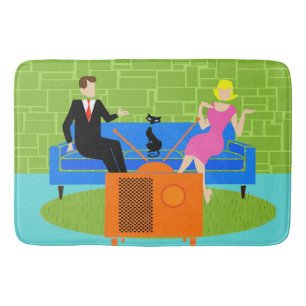 Retro Paare mit Katzen-Bad-Matte Badematte