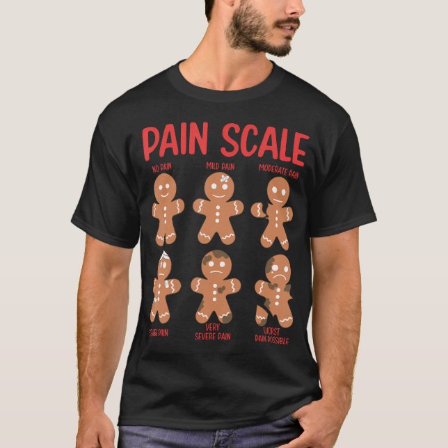 Retro Pain Scale Gingerbrei Trauma Nurse Christma T-Shirt (Vorderseite)