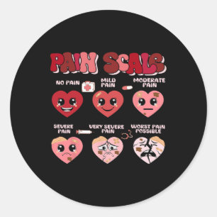 Retro Pain Scale Heart Trauma Nurse Valentinstag Runder Aufkleber