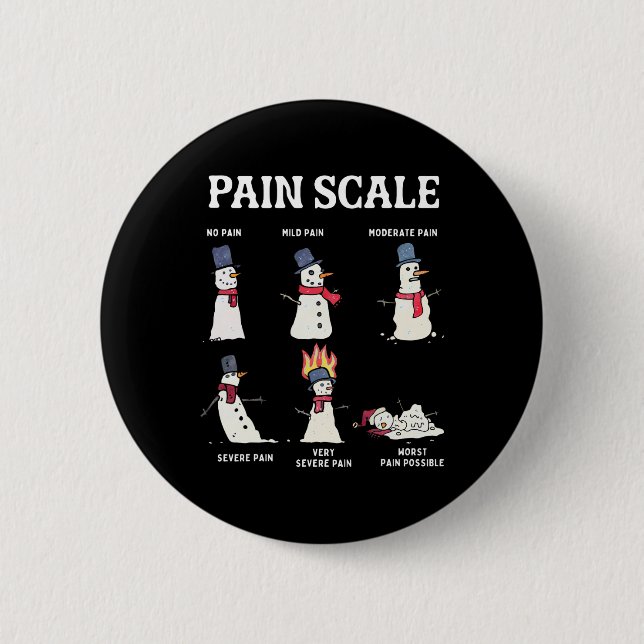 Retro Pain Scale Snowman Trauma Nurse Christmas Nu Button (Vorderseite)