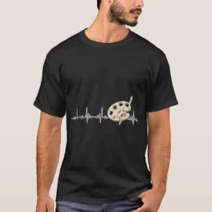 Retro Paint Palette Brush Heartbeat Artist P T-Shirt