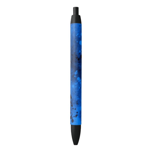 Retro Paint Spritzer Effect Blau & Schwarz Kugelschreiber (Vorderseite Vertikal)