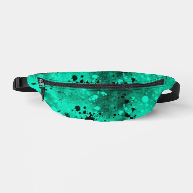 Retro Paint Spritzer Effect Green & Black Bauchtasche (Vorderseite)