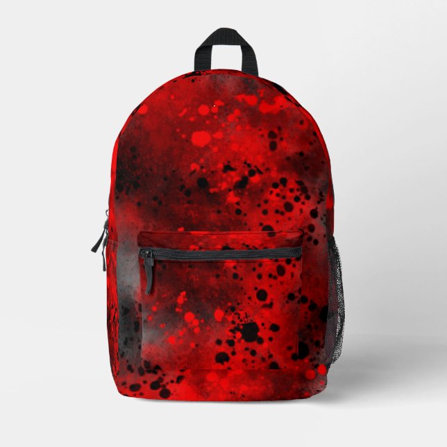 Retro Paint Spritzer Effect Red & Black Bedruckter Rucksack (Vorderseite)