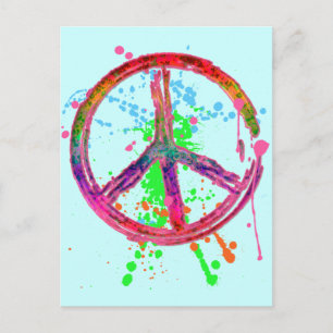 RETRO PAINT SPRITZER PEACE SIGN POSTKARTE