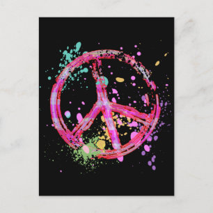 RETRO PAINT SPRITZER PEACE SIGN POSTKARTE