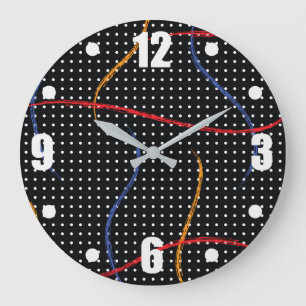 Retro Paint Spritzer und Punkte Große Wanduhr