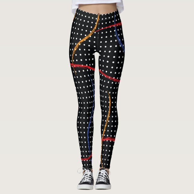 Retro Paint Spritzer und Punkte Leggings (Vorderseite)