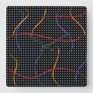 Retro Paint Spritzer und Punkte Quadratische Wanduhr