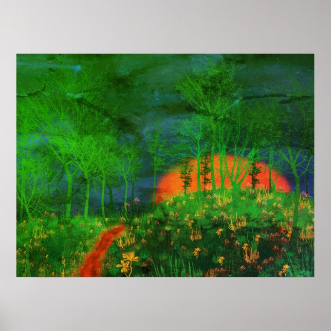 Retro Painted Landscape Poster der 70er Jahre (Vorne)