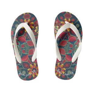 Retro Paisley Design Jesus Liebe Me Kinderbadesandalen