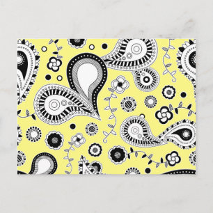 Retro Paisley-Muster Gelb Postkarte