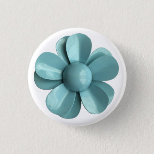 Retro Pale Blue Daisy Blume Frühjahrssommer Hochze Button