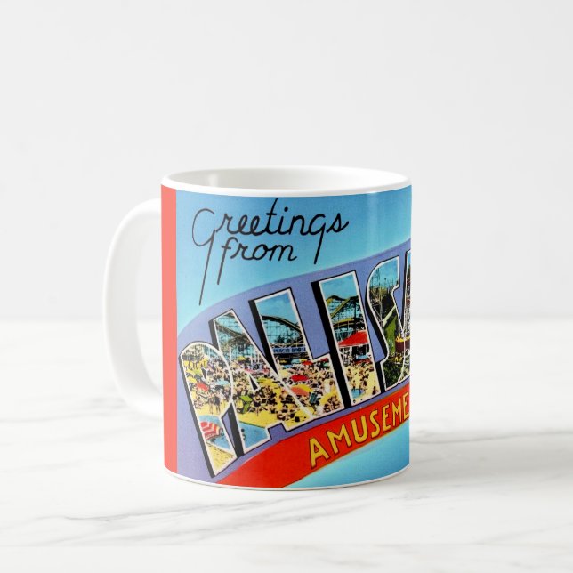 Retro Palisades Vergnügungspark Kaffeetasse (Vorderseite Links)