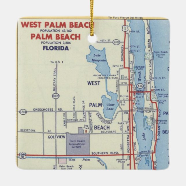 Retro Palm Beach FL Keramikornament (Rückseite)