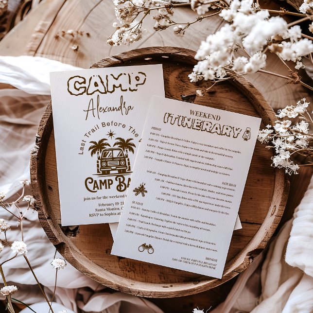 Retro Palm Camper - Boho Bachelorette Wochenende Einladung (Von Creator hochgeladen)