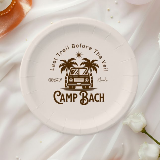 Retro Palm Camper - Boho Bachelorette Wochenende Pappteller (Von Creator hochgeladen)