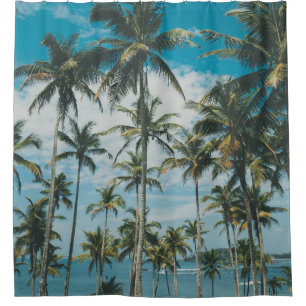 Retro Palm Ocean Silhouette Duschvorhang