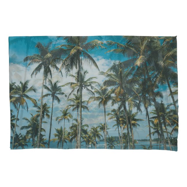 Retro Palm Ocean Silhouette Kissenbezug (Vorderseite)