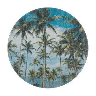 Retro Palm Ocean Silhouette Schneidebrett