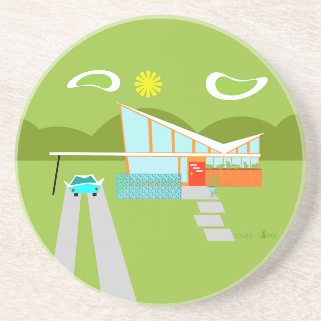 Retro Palm- Sandstein Untersetzer (Vorne)