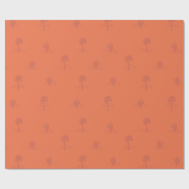 Retro Palm Springs Cactus in Earthy Colors Geschenkpapier (Flach)