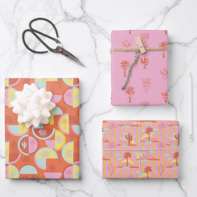 Retro Palm Springs Geschenkpapier-Set 1 Geschenkpapier Set (Vorderseite)