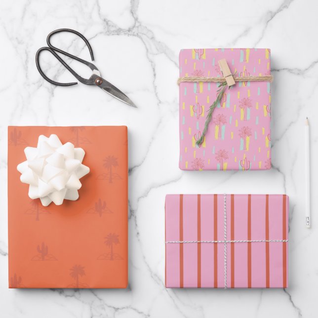Retro Palm Springs Geschenkpapier-Set 3 Geschenkpapier Set (Vorderseite)