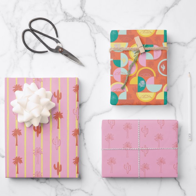Retro Palm Springs Geschenkpapier-Set 5 Geschenkpapier Set (Vorderseite)