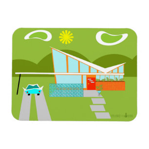 Retro Palm Springs-Haus-flexibler Magnet