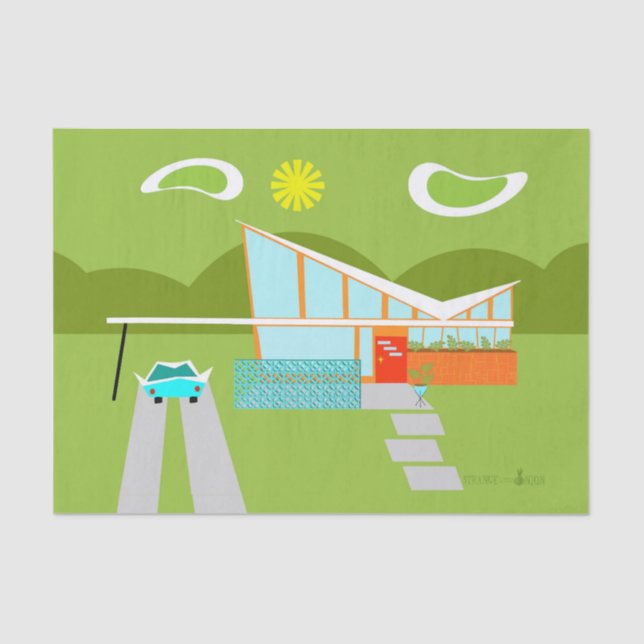 Retro Palm Springs-Haus-Seidenpapier Seidenpapier (Vorderseite)