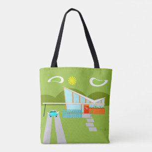 Retro-Palm-Springs-Haus-Tasche mit All-Over-Print