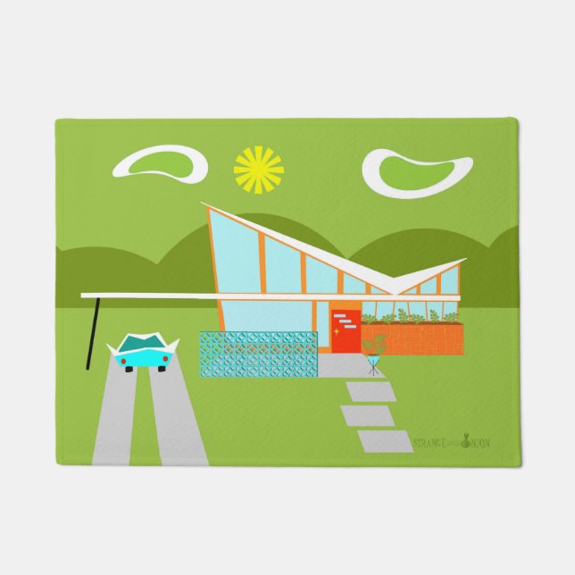 Retro Palm Springs-Haus-Tür-Matte Fußmatte (Vorderseite)